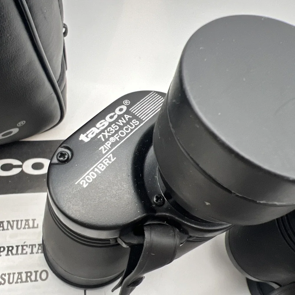 Vintage Tasco 7x35mm Zip Focus Binoculars - Complete Set with Case & Manual